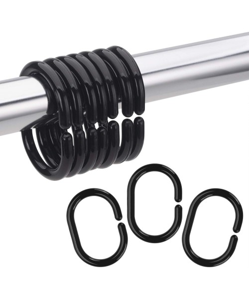 Кольца для шторки в ванную пластик черные 12 шт