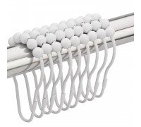 Кольца для шторки в ванную с шариками БЕЛЫЙ цвет 12 шт