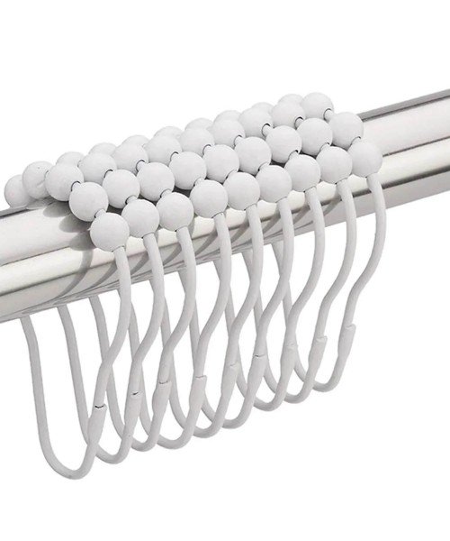 Кольца для шторки в ванную с шариками БЕЛЫЙ цвет 12 шт