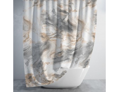 Широкая шторка для душа под мрамор серый бежевый цвет 