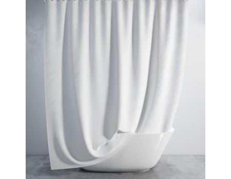 Шторка для ванной из ткани однотонная белый цвет полиестр