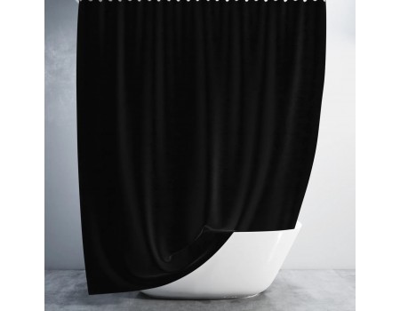Шторка для ванной из ткани однотонная черный цвет полиестр