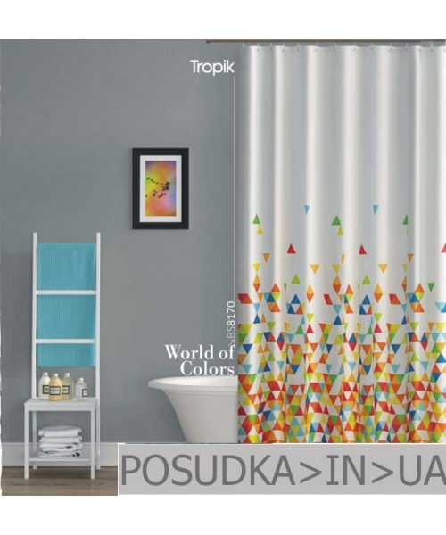 Штора для ванної кімнати Tropik World of colors BS8170 Барвистий світ тканинна 180*200 см