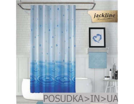 Шторка для душу із тканини Jackline Drop BS5020-V1 Крапля блакитна поліестр