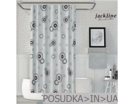 Шторка для ванной из ткани Jackline Fantasy BS7976-V6 Узор черно-белый полиестр