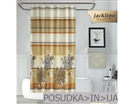 Шторка для ванной и душа  Jackline Gardenya BS7708 Гардения на бежевом полиестр