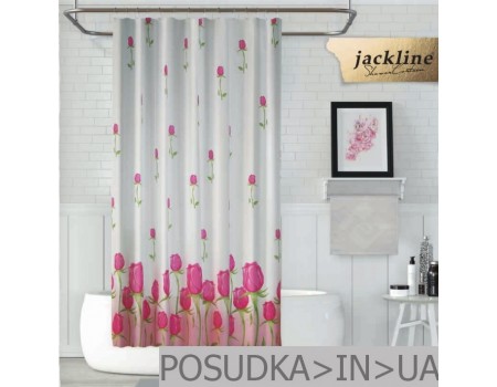 Шторка на поддон для душа из ткани Jackline Pink Rose BS7017 Розовая роза полиестр