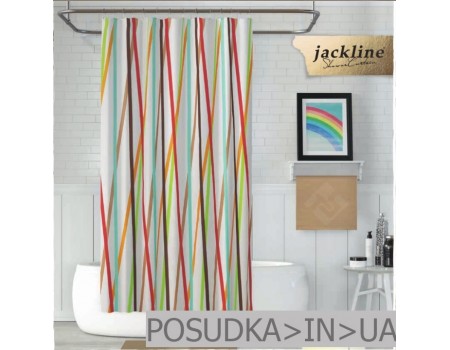 Шторка для ванной из ткани Jackline Stripe BS6710 Полоса радуга полиестр