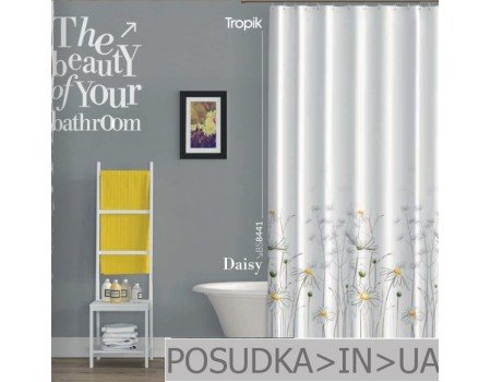 Фіранка для душу Tropik Daisy BS8441 Ромашки тканинна