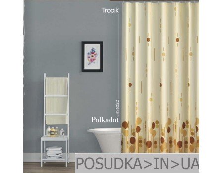 Занавеска для душа Tropik Polkadot BS6022 Бежевый горох тканевая