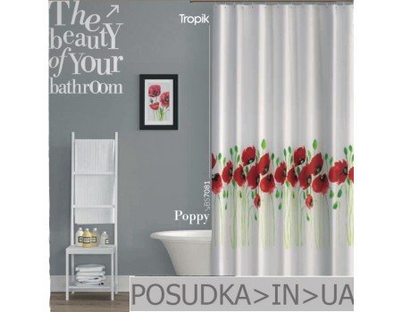 Фіранка для душу Tropik Poppy BS7081 Маки тканинна