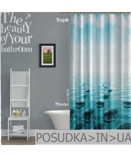 Штора для ванной Tropik Stone BS5975 Морские камни тканевая 180*200 см