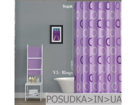 Фіранка для душу Tropik V5-Rings BS5033 Фіолетові кільця тканинна