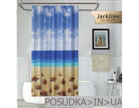 Шторка для ванной из ткани Jackline Beach BS10019 Пляж, море полиестр