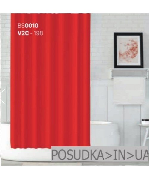 Тканевая штора для душа Jackline Colors BS0010 V2C-198 Однотонная красная полиестр 180*200 см