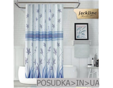 Шторка для ванної тканини Jackline Fall BS9918-V1 Блакитні квіти поліестр