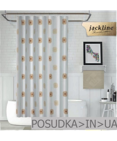 Тканевая штора для душа Jackline Square BS6969 Геометрия бежевая полиестр 180*200 см