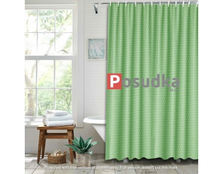 Шторка тканевая для ванной салатовая однотонная