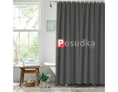  Штора для ванной плотная тканевая однотонная серая