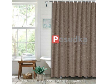 Шторка текстильна у ванній кімнаті бежева однотонна