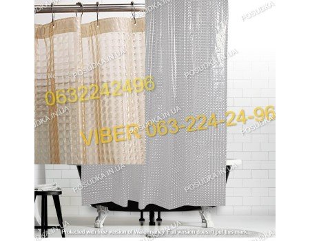 Штора для ванной из клеенки 3Д эффект бежевая